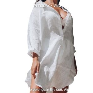 Frankie On Friday The Marlow White oversized 100% Linen Shirt in Sz S